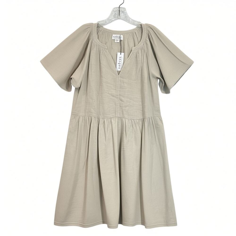 Velvet by Graham & Spencer Jamie Dress Women’s Medium Sand Cotton Gauze NWT